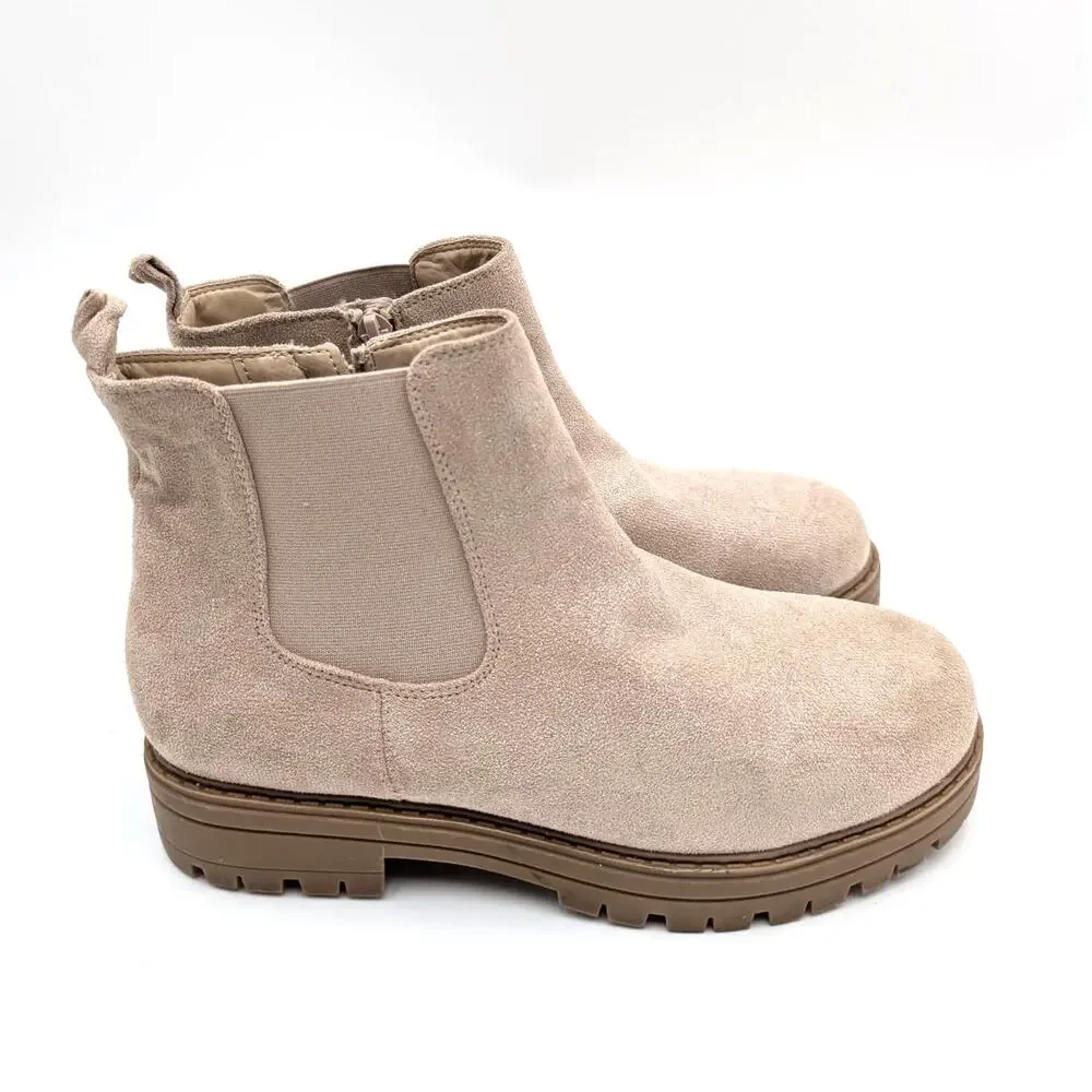 Nordstrom Raissa Girls Ankle Boots Shimmer Glitter Side Zip Tan Size US5M